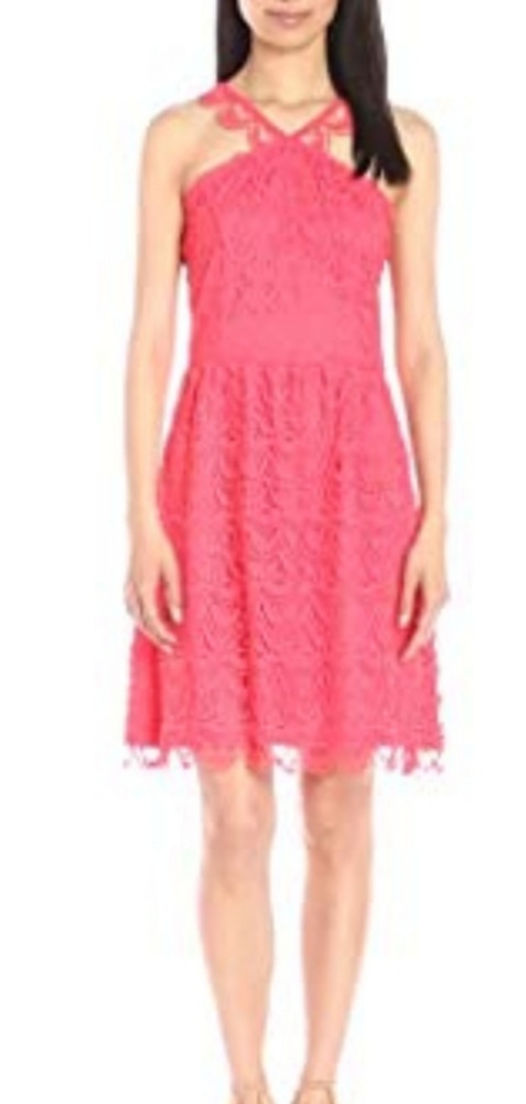 NWT Kensie Dress Coral Halter Crochet Lace